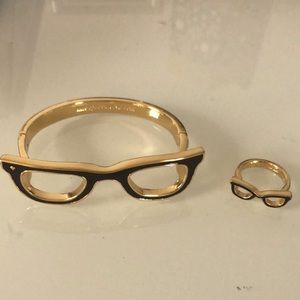 Kate Spade glasses bracelet with matching ring